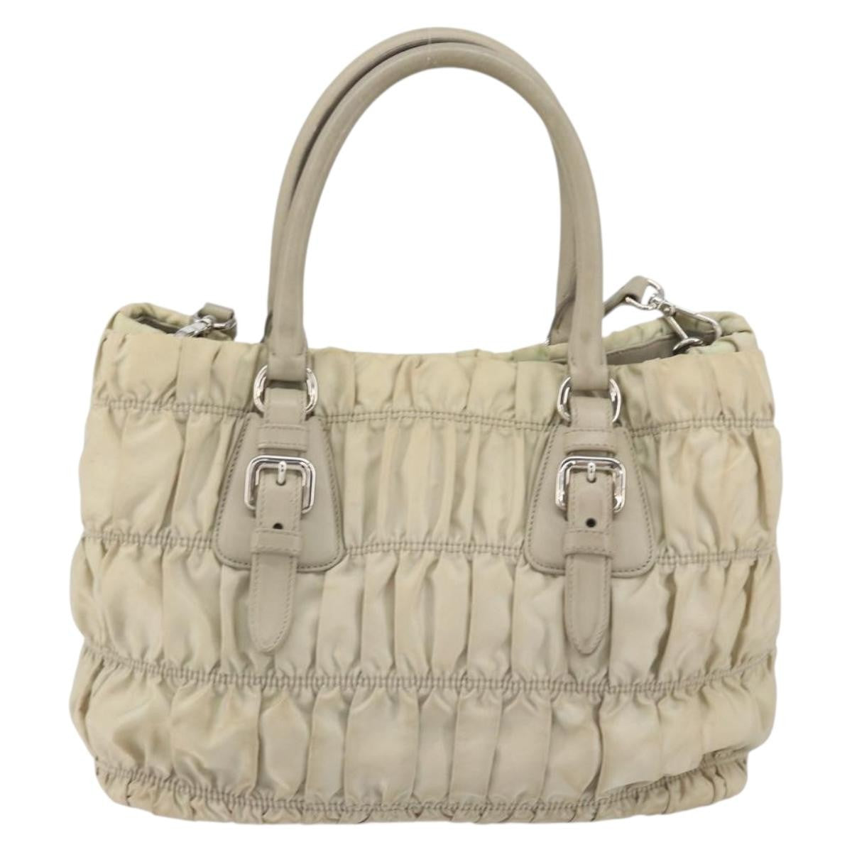 Prada Gaufre Convertible Tote Tessuto Beige Nylon Tote Bag Bag (Pre-Loved)