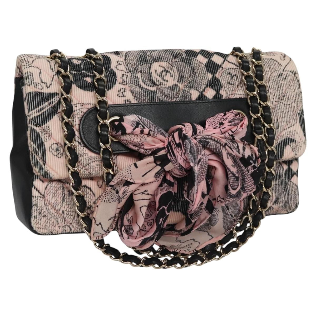 Chanel Flap Shoulder Bag Canvas Pink Cotton Shoulder Bag Bag (Authentic Pre-Loved)