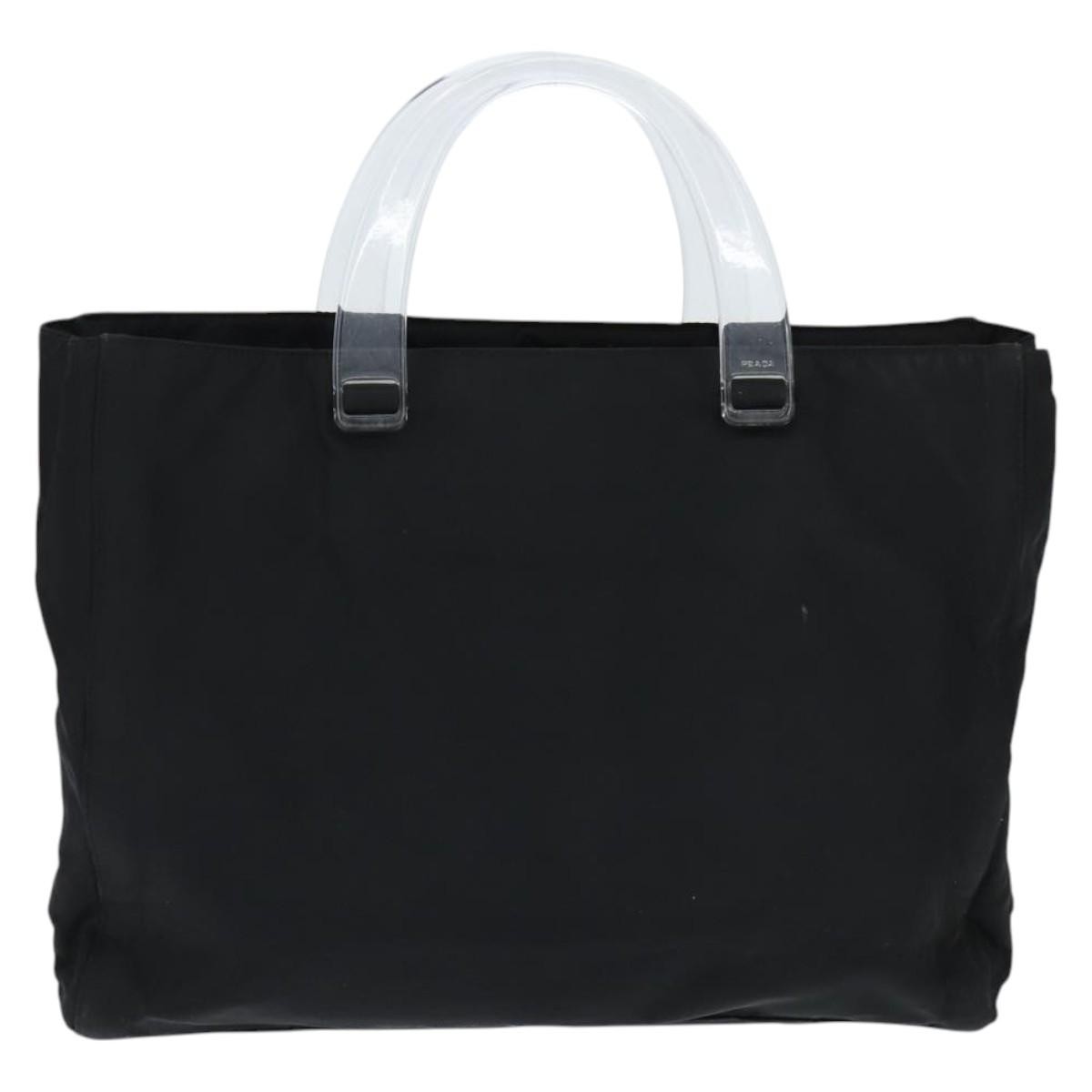 Prada Resin Handle Tote Tessuto Black Nylon Tote Bag Bag (Authentic Pre-Loved)