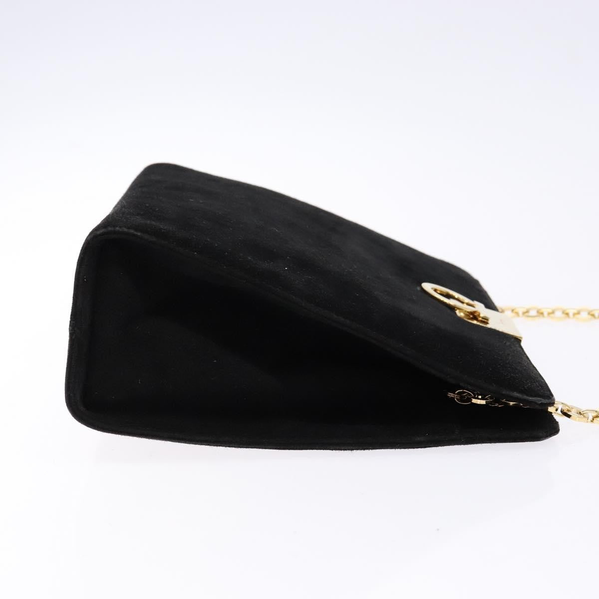 Salvatore Ferragamo Gancini Chain Shoulder Bag Suede Black Suede Shoulder Bag Bag (Pre-Loved)