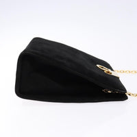 Salvatore Ferragamo Gancini Chain Shoulder Bag Suede Black Suede Shoulder Bag Bag (Pre-Loved)