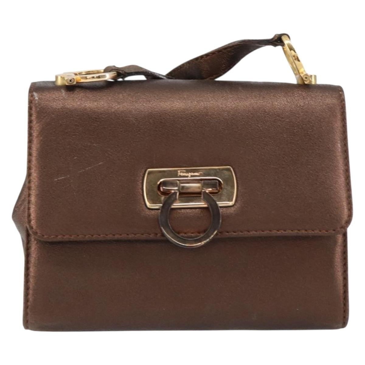 Salvatore Ferragamo Gancini Shoulder Bag Leather Gold Leather Shoulder Bag Bag (Authentic Pre-Loved)