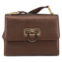 Salvatore Ferragamo Gancini Shoulder Bag Leather Gold Leather Shoulder Bag Bag (Authentic Pre-Loved)