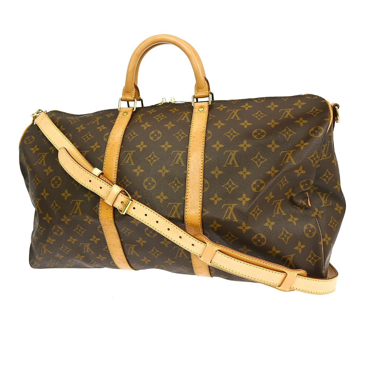 Louis Vuitton Keepall Bandouliere Bag Monogram Canvas Brown Canvas Travel Bag Bag (Authentic Pre-Loved)