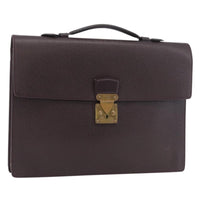 Louis Vuitton Serviette Kourad Briefcase Taiga Leather Burgundy Leather Briefcase Bag (Authentic Pre-Loved)