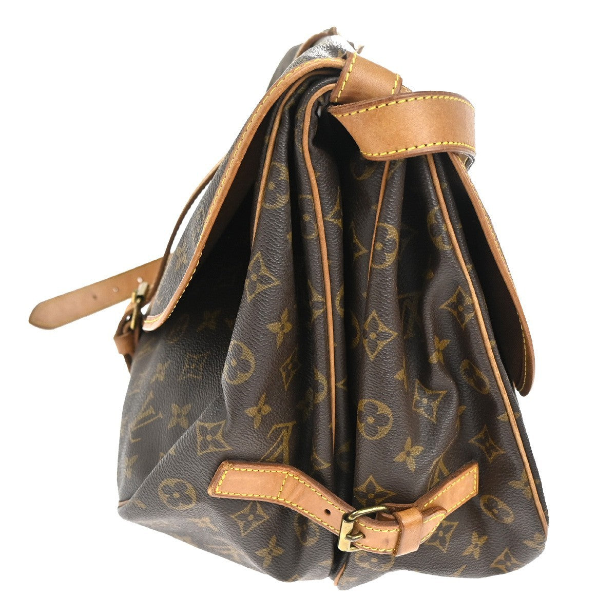 Louis Vuitton Saumur Handbag Monogram Canvas Brown Canvas Shoulder Bag Bag (Pre-Loved)