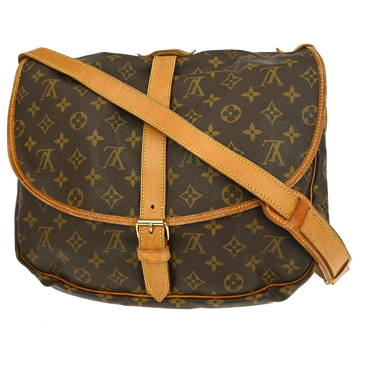 Louis Vuitton Louis Vuitton Saumur Handbag Monogram Canvas Brown Canvas Shoulder Bag Bag (Authentic Pre-Loved)