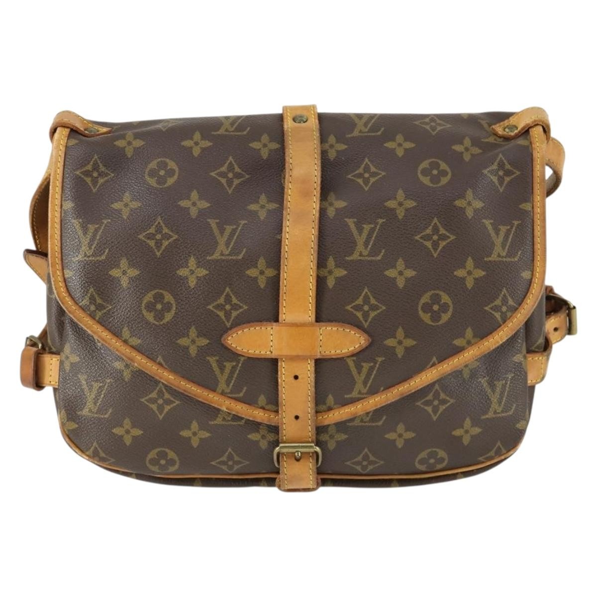 Louis Vuitton Saumur Handbag Monogram Canvas Brown Canvas Shoulder Bag Bag (Pre-Loved)