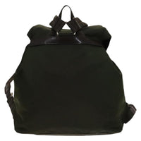 Prada Vela Double Front Pocket Backpack Tessuto With Saffiano Leather Khaki Nylon Backpack Bag (Authentic Pre-Loved)