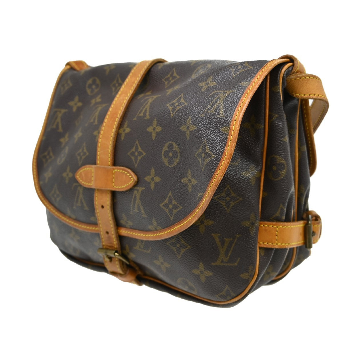 Louis Vuitton Saumur Handbag Monogram Canvas Brown Canvas Shoulder Bag Bag (Authentic Pre-Loved)