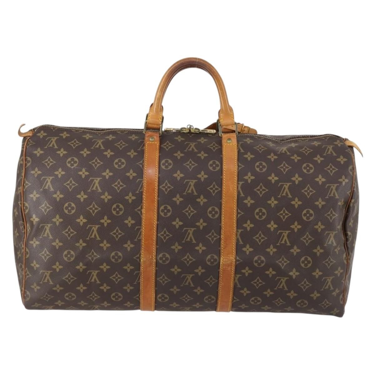 Louis Vuitton Keepall Bag Monogram Canvas Brown Canvas Travel Bag Bag (Authentic Pre-Loved)