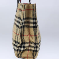 Burberry Nova Check Blue Label Cotton Beige Cotton Tote Bag Bag (Pre-Loved)