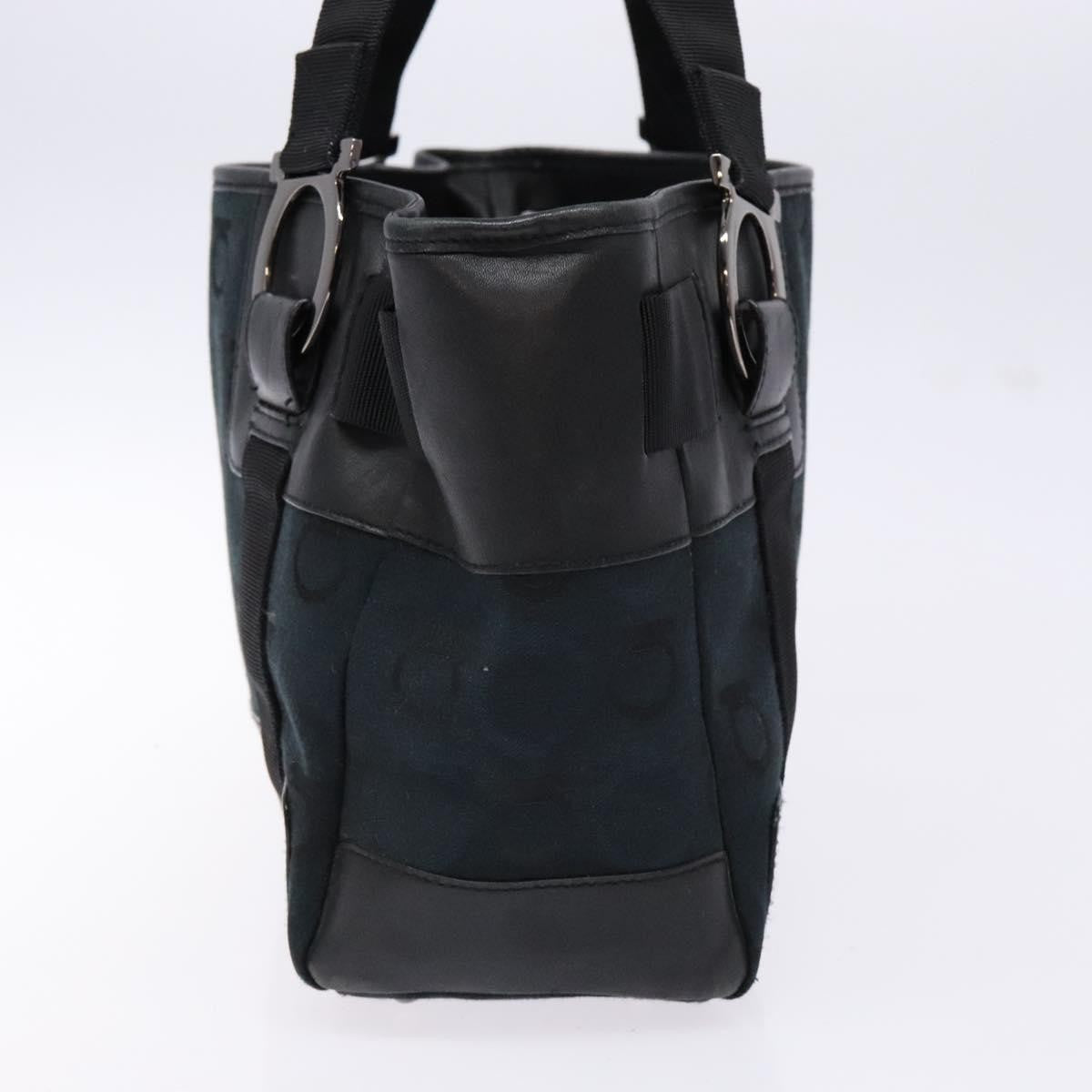 Salvatore Ferragamo Gancini Tote Canvas Black Canvas Tote Bag Bag (Authentic Pre-Loved)