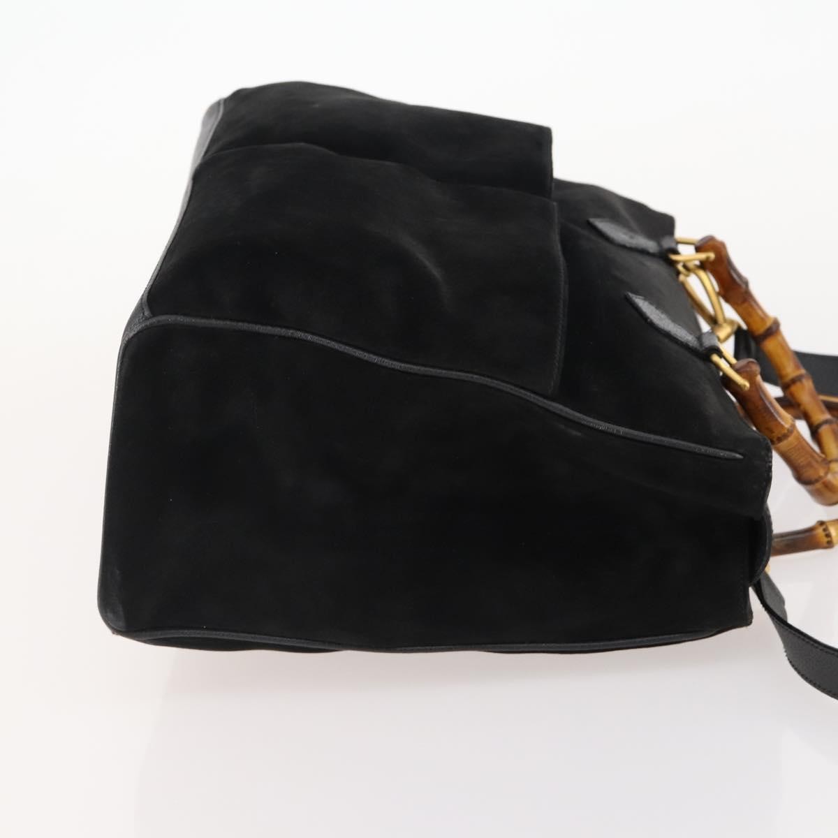 Gucci Bamboo Tote Bag Suede Black Suede Tote Bag Bag (Pre-Loved)