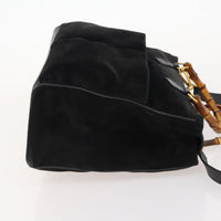 Gucci Bamboo Tote Bag Suede Black Suede Tote Bag Bag (Pre-Loved)