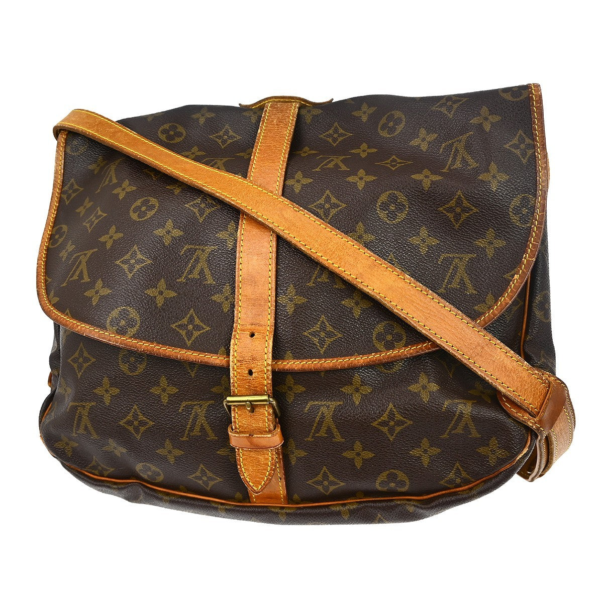 Louis Vuitton Louis Vuitton Saumur Handbag Monogram Canvas Brown Canvas Shoulder Bag Bag (Authentic Pre-Loved)
