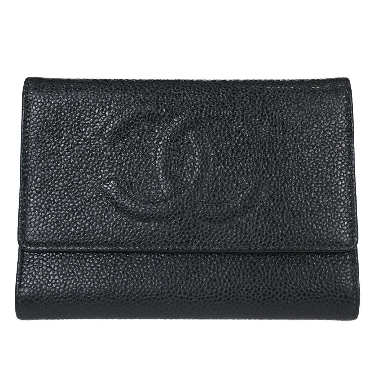 Chanel Timeless Cc French Wallet Caviar Black Calfskin Wallets Accessory (Authentic Pre-Loved)