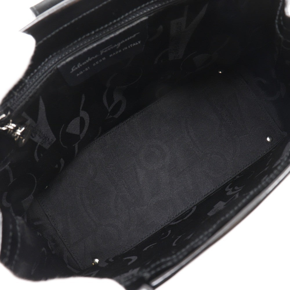 Salvatore Ferragamo Convertible Vara Bow Tote Patent Leather Black Patent_Leather Handbag (Pre-Loved)