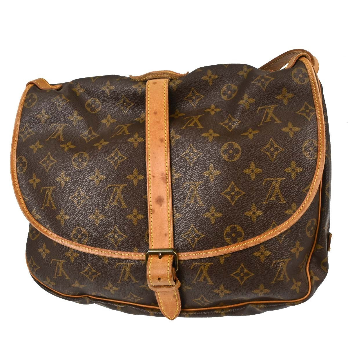 Louis Vuitton Saumur Handbag Monogram Canvas Brown Canvas Shoulder Bag Bag (Authentic Pre-Loved)