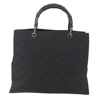 Gucci Vintage Bamboo Handle Tote Gg Nylon Black Nylon Tote Bag Bag (Pre-Loved)