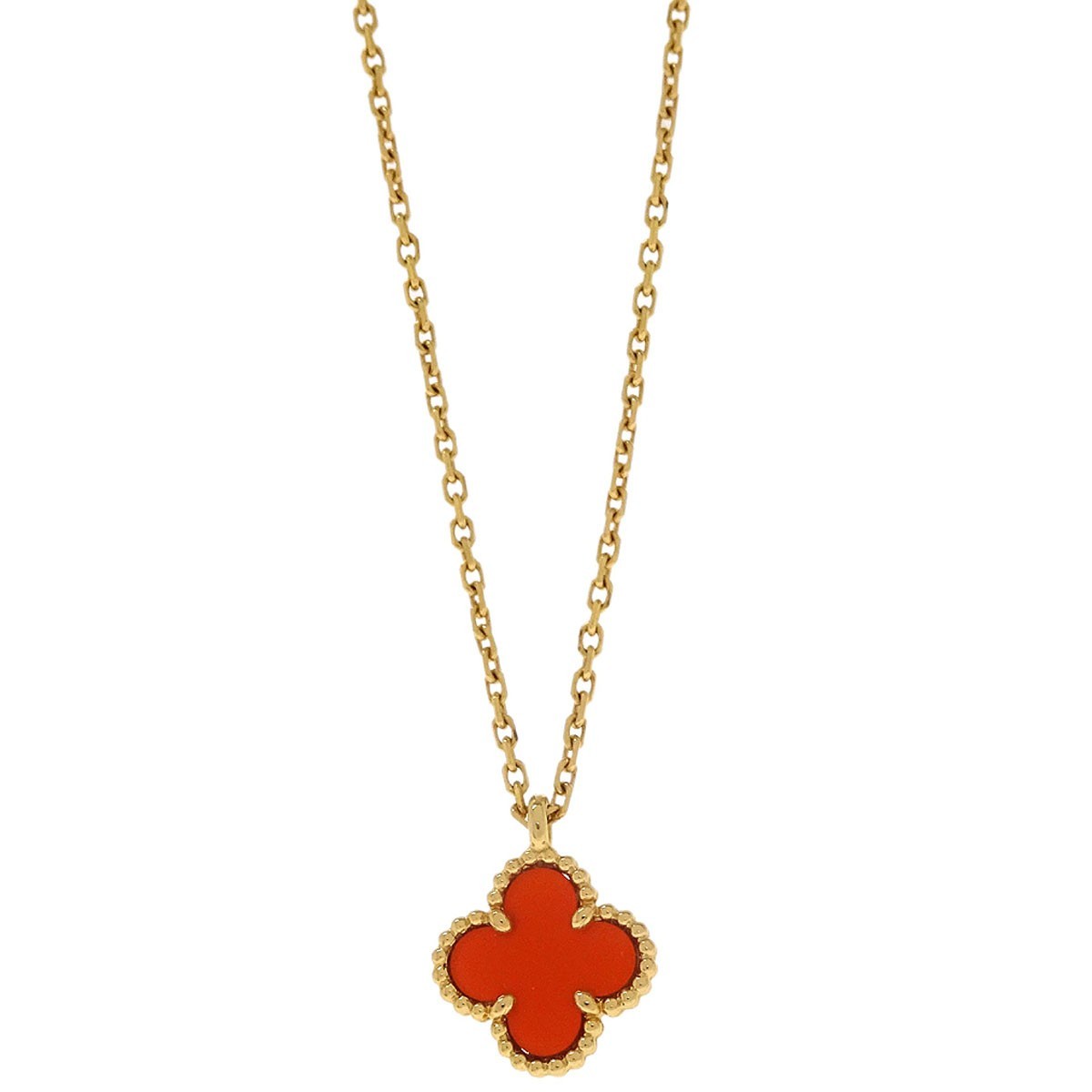 Van Cleef & Arpels Van Cleef & Arpels Sweet Alhambra Carnelian 18K Yellow Gold Pendant Necklace (Authentic Pre-Loved)