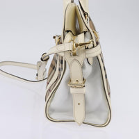 Burberry Minford Satchel Haymarket Coated Canvas Beige Canvas Tote Bag Bag (Authentic Pre-Loved)
