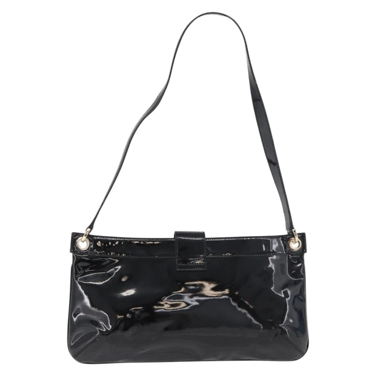 Salvatore Ferragamo Gancini Shoulder Bag Patent Leather Black Patent_Leather Shoulder Bag Bag (Pre-Loved)