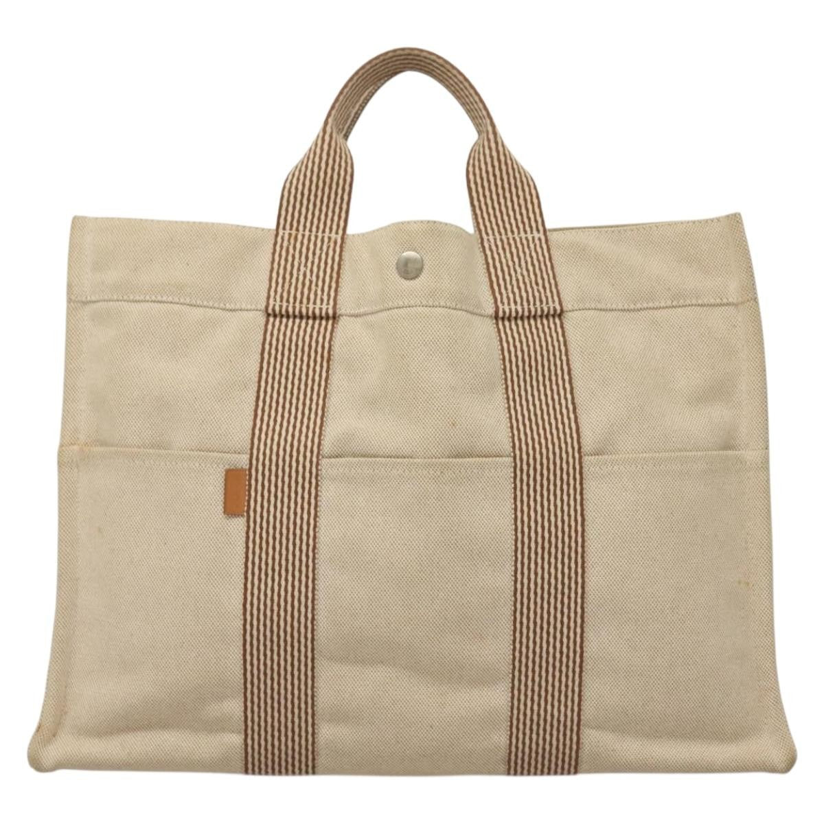 Hermes Fourre Tout Tote Toile Beige Canvas Bag (Authentic Pre-Loved)