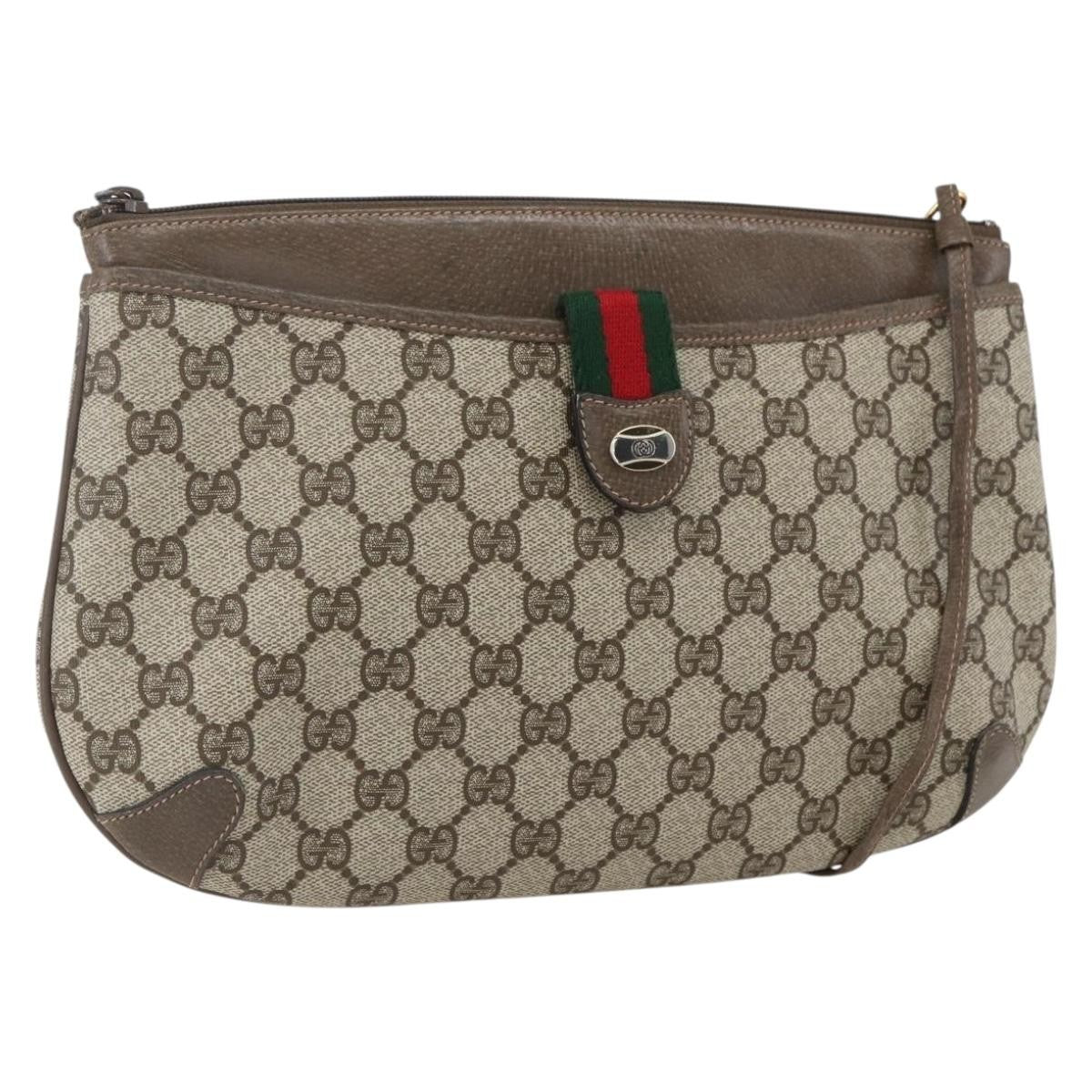 Gucci Vintage Web Crossbody Bag Gg Coated Canvas Beige Canvas Shoulder Bag Bag (Authentic Pre-Loved)