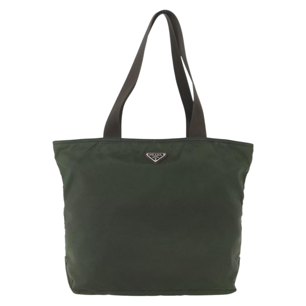 Prada Vintage Zip Tote Tessuto Khaki Nylon Tote Bag Bag (Pre-Loved)