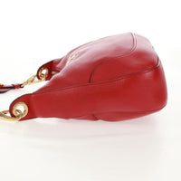 Prada Striped Strap Zip Hobo Vitello Daino Red Leather Shoulder Bag Bag (Pre-Loved)