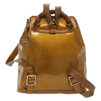Gucci Vintage Bamboo Backpack Patent Gold Patent_Leather Bag (Authentic Pre-Loved)