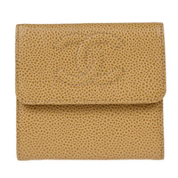 Chanel Vintage Timeless Cc Bifold Wallet Caviar Beige Leather Wallets Accessory (Authentic Pre-Loved)