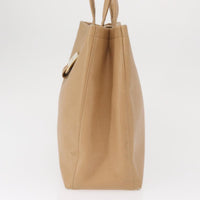Salvatore Ferragamo Vala Tote Leather Beige Leather Tote Bag Bag (Pre-Loved)