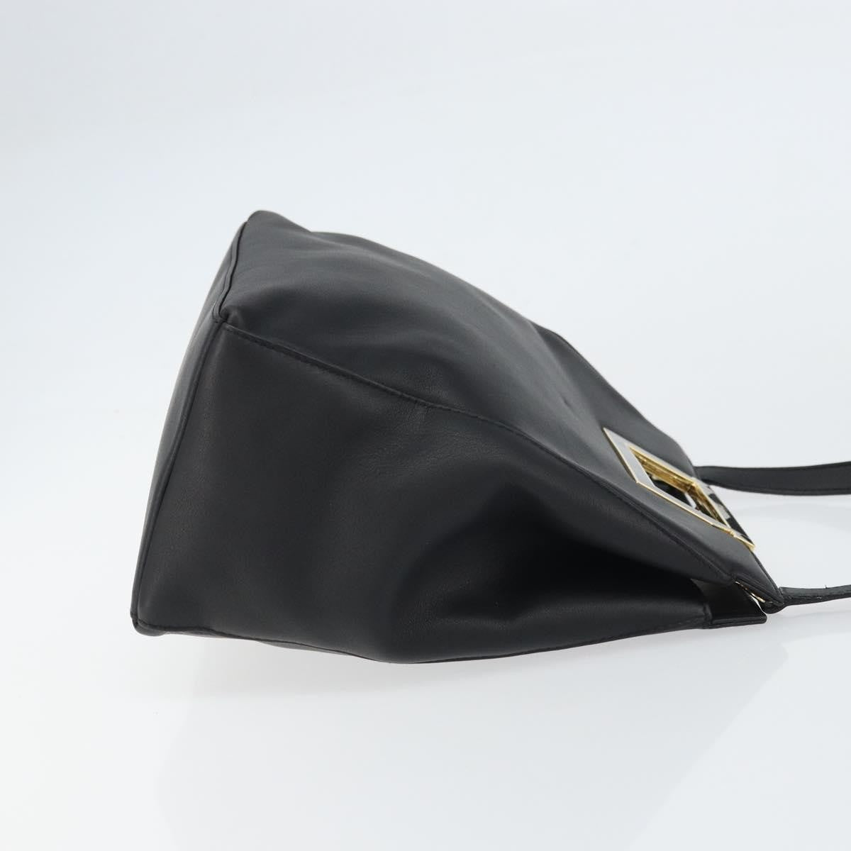 Salvatore Ferragamo Gancini Shoulder Bag Leather Black Leather Shoulder Bag Bag (Pre-Loved)