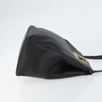 Salvatore Ferragamo Gancini Shoulder Bag Leather Black Leather Shoulder Bag Bag (Pre-Loved)