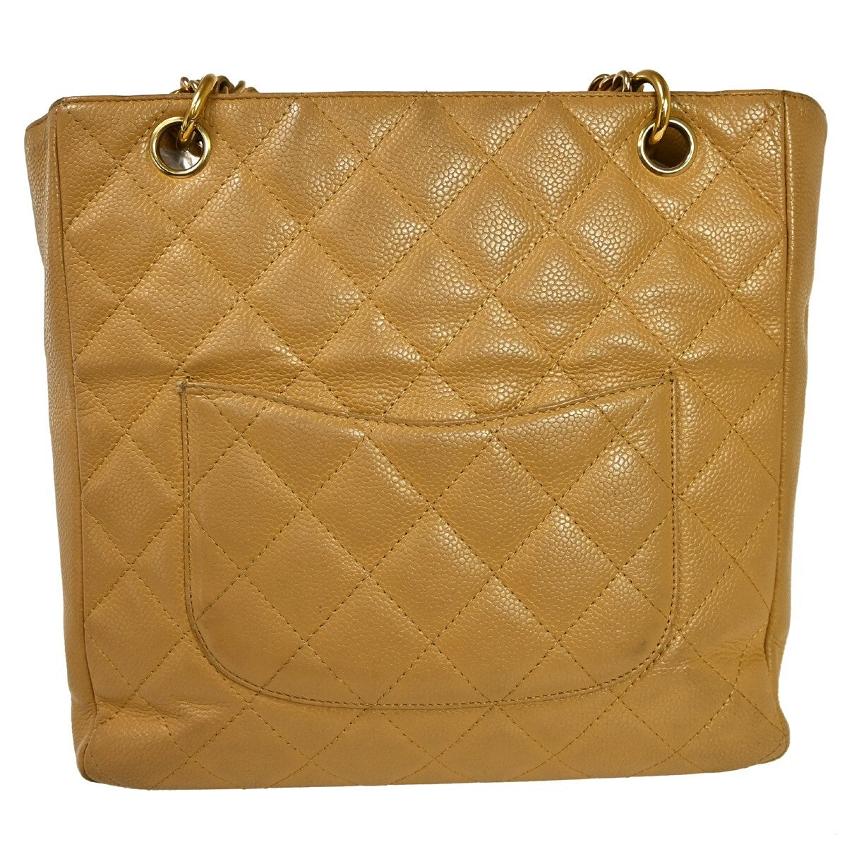 Chanel Petite Shopping Tote Quilted Caviar Beige Leather Shoulder Bag Bag (Pre-Loved)