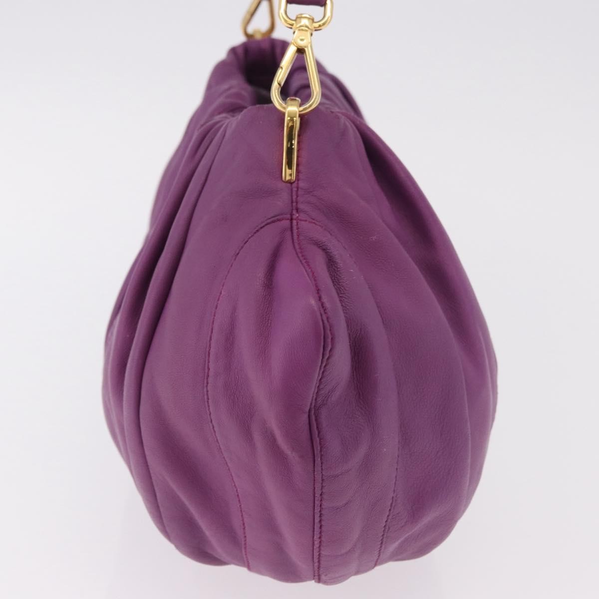 Prada Pleats Shoulder Bag Cervo Leather Purple Leather Handbag (Pre-Loved)