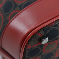 Salvatore Ferragamo Gancini Shoulder Bag Canvas Red Canvas Shoulder Bag Bag (Authentic Pre-Loved)