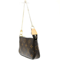 Louis Vuitton Mini Pochette Accessoires Canvas Brown Leather Clutche & Pouche Bag (Pre-Loved)