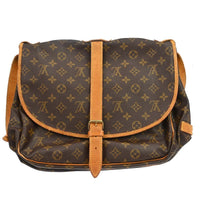 Louis Vuitton Saumur Handbag Monogram Canvas Brown Canvas Shoulder Bag Bag (Pre-Loved)