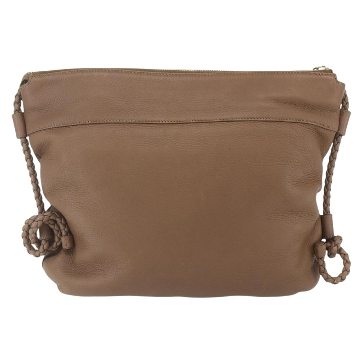 Gucci Braided Strap Zip Messenger Leather Brown Leather Shoulder Bag Bag (Pre-Loved)