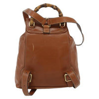 Gucci Vintage Bamboo Backpack Leather Brown Leather Backpack Bag (Authentic Pre-Loved)