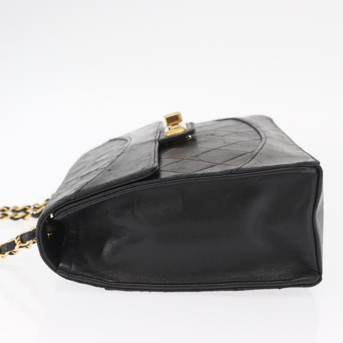 Chanel Vintage Mademoiselle Lock Trapezoid Flap Bag Quilted Lambskin Black Leather Shoulder Bag Bag (Authentic Pre-Loved)