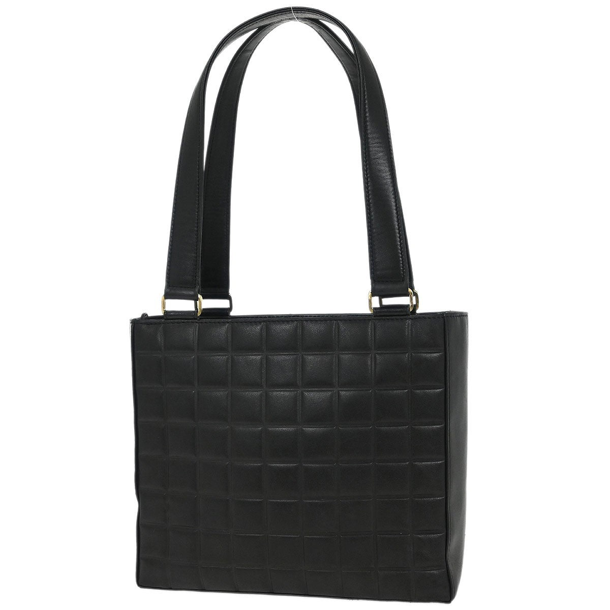 Chanel Chocolate Bar Cc Tote Quilted Leather Black Leather Tote Bag Bag (Authentic Pre-Loved)