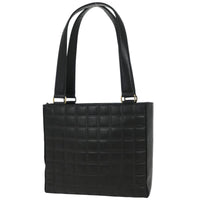 Chanel Chocolate Bar Cc Tote Quilted Leather Black Leather Tote Bag Bag (Authentic Pre-Loved)