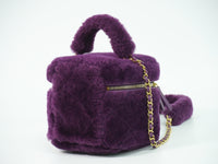 Chanel Coconing Top Handle Vanity Case With Chain Quilted Shearling Purple Faux_Fur Clutche & Pouche Bag (Authentic Pre-Loved)