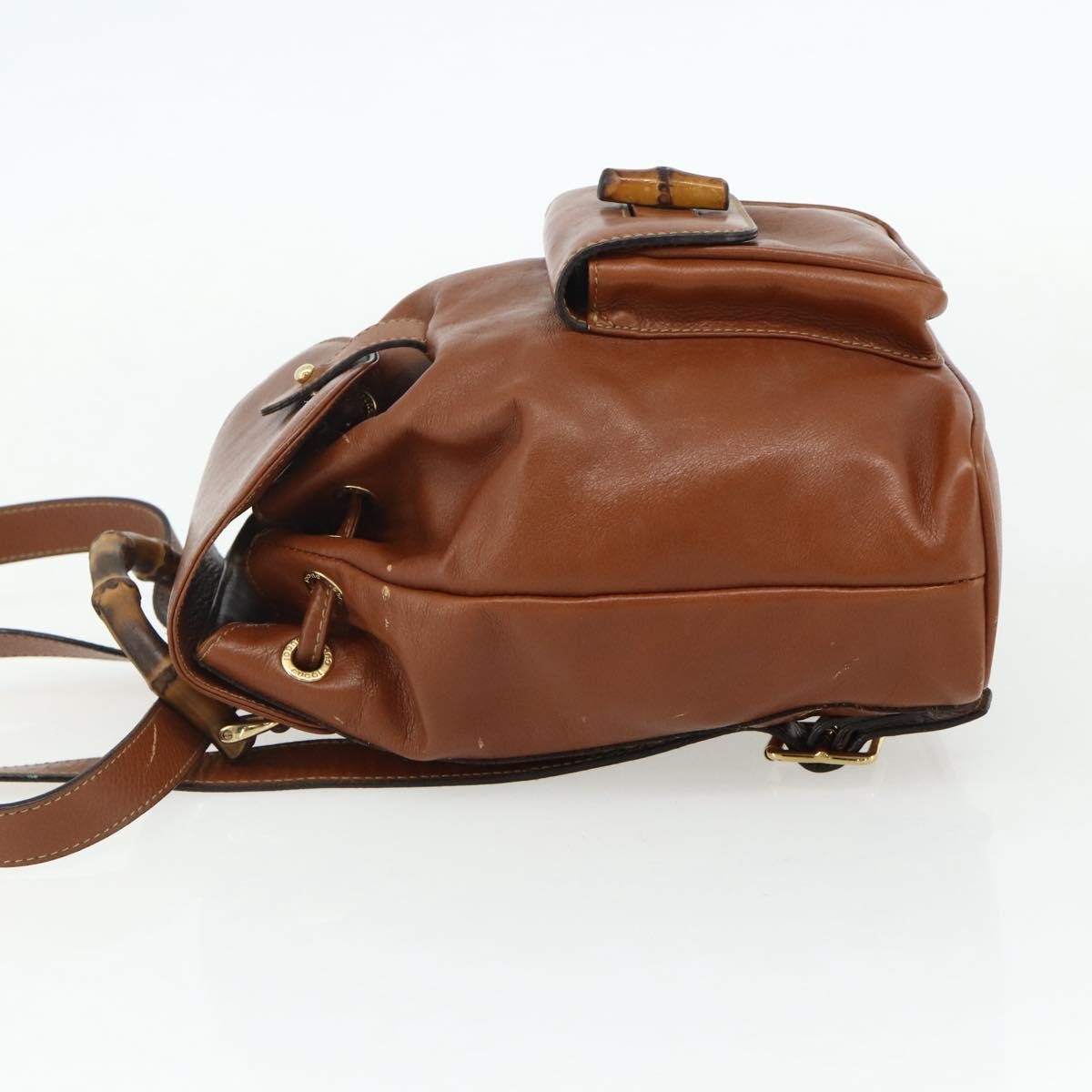 Gucci Vintage Bamboo Backpack Leather Brown Leather Backpack Bag (Authentic Pre-Loved)