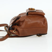 Gucci Vintage Bamboo Backpack Leather Brown Leather Backpack Bag (Authentic Pre-Loved)