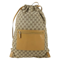 Gucci Drawstring Backpack Gg Canvas Beige Canvas Backpack Bag (Authentic Pre-Loved)
